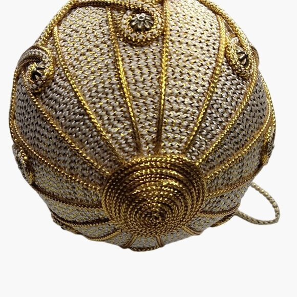 Victorian style Ornament Gold Satin Beaded Brocade Regency Wedding - Picture 4 of 5